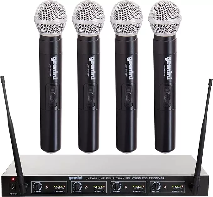 Gemini Sound UHF-04M — 4-channel wireless handheld microphone system UHF