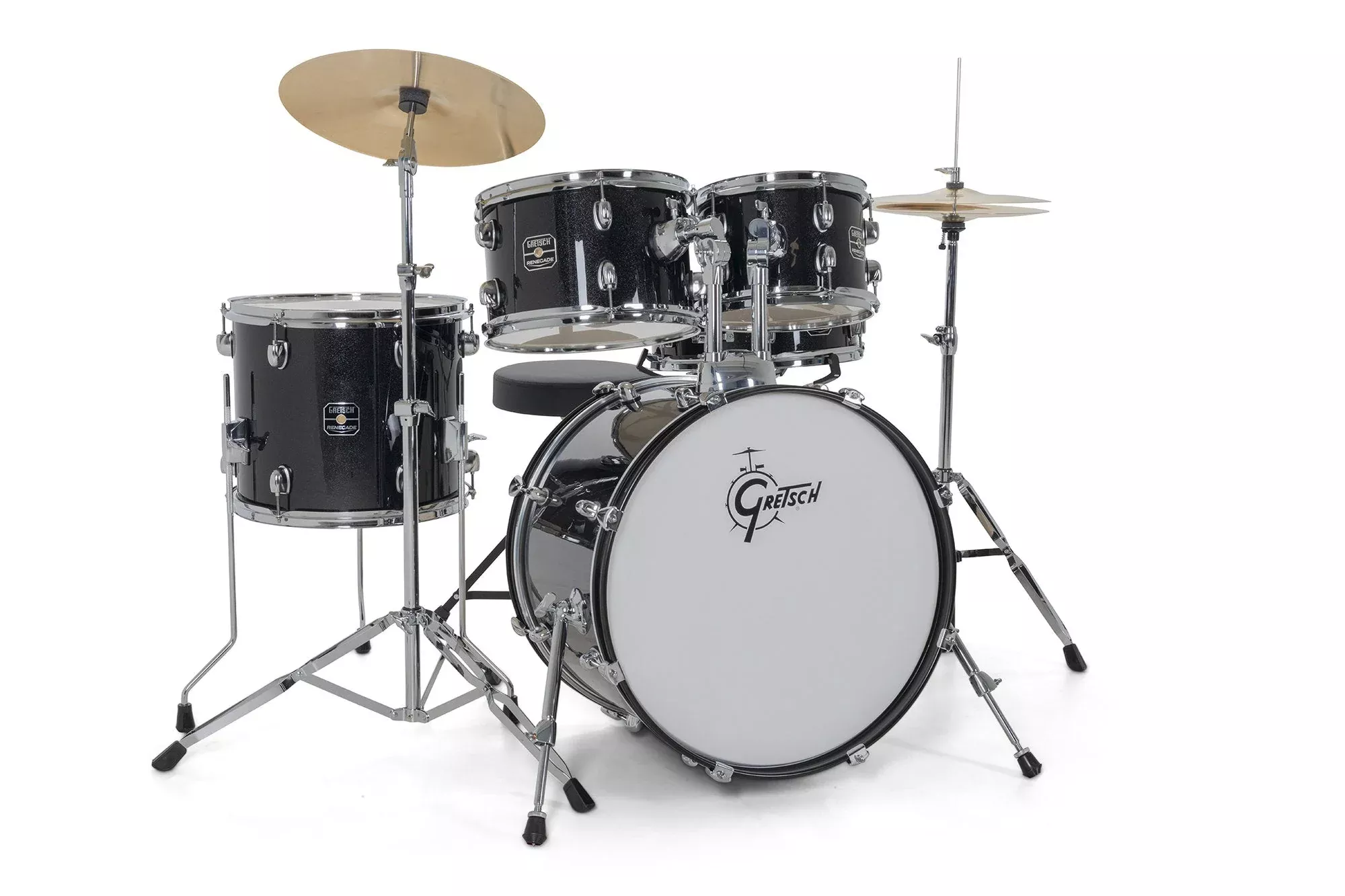 Gretsch Renegade 5-Piece Drum Kit 20″ – Complete Beginner Set with Hardware, Cymbals & Throne – Black Mist, Grey Sparkle, Ruby Sparkle, Blue Sparkle (GR801030)