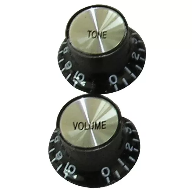 Guitar Tech Control Knobs ~ Black /Silver
