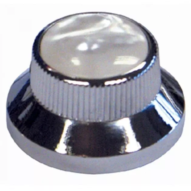 Guitar Tech Control Knobs ~ Chrome /White Pearloid