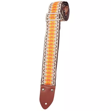 Henry Heller HVDX-04 Vintage Deluxe Reissue 2″ Guitar Strap Jacquard Weave With Brown Poly Backing