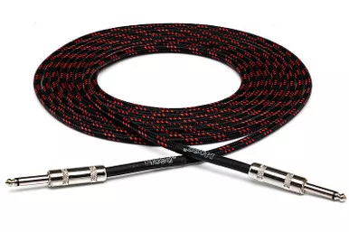 Hosa 3GT-18C5 Guitar Cable Cloth Black andRed 18ft