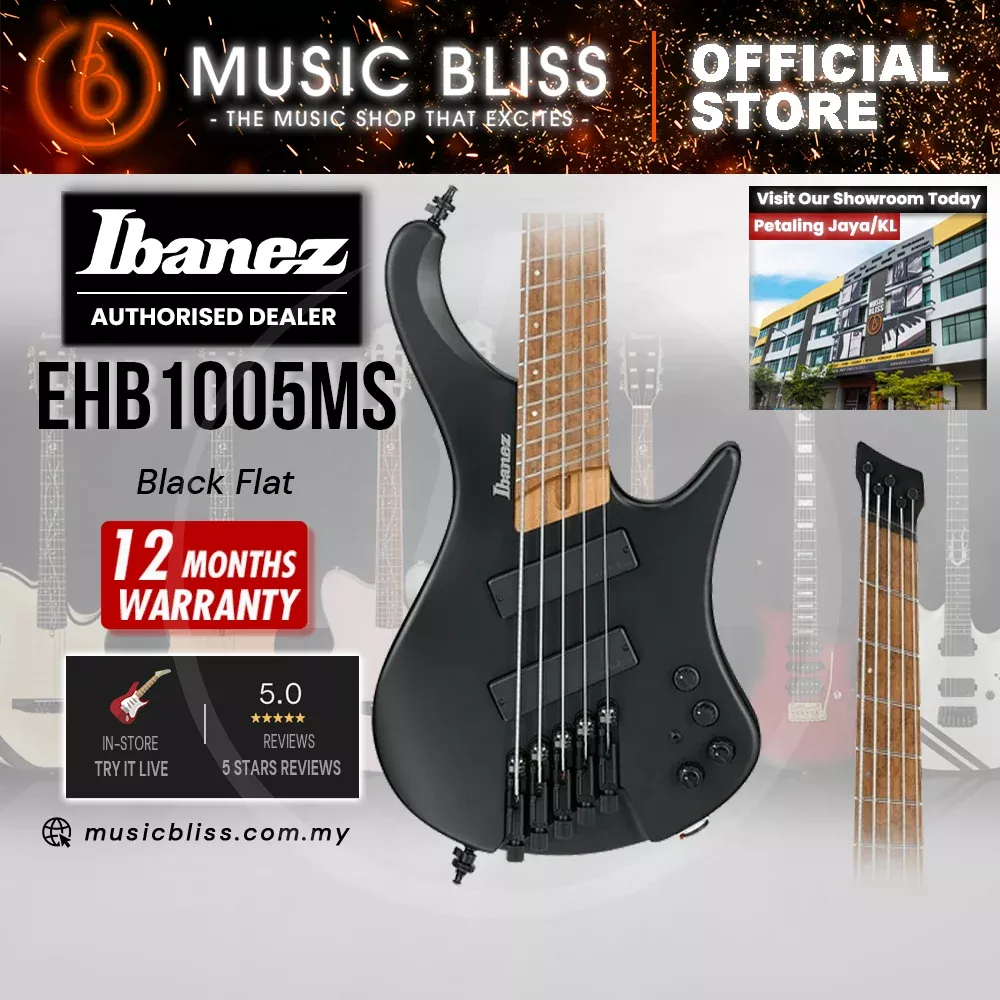 Ibanez Bass Workshop EHB1005MS Bass Guitar – Black Flat