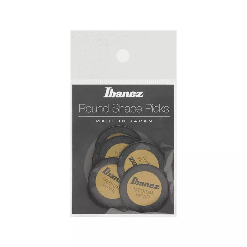Ibanez PPA1M-BK Round Shape Pick Set, Medium, Black, 6pcs