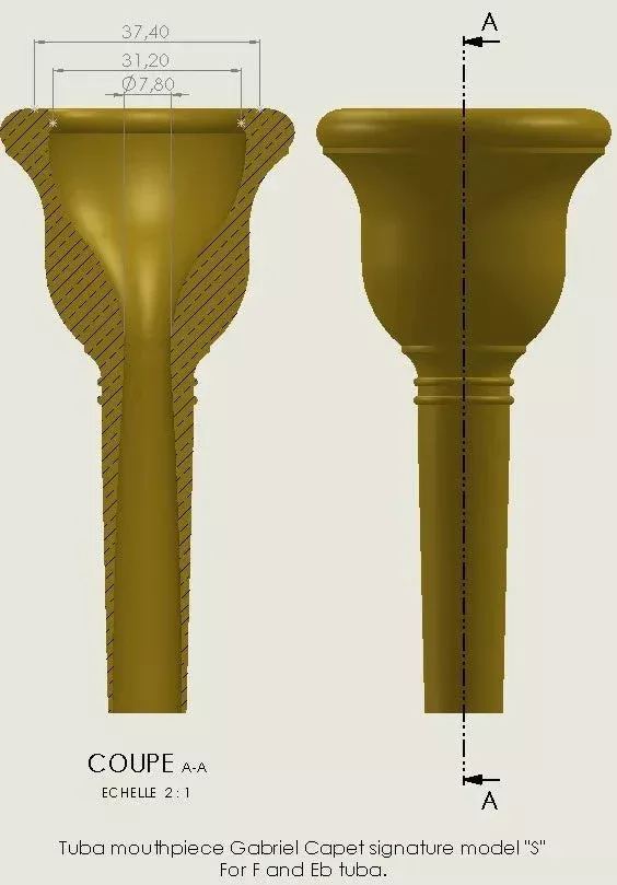 JEROME WISS “G. CAPET” TUBA MOUTHPIECES