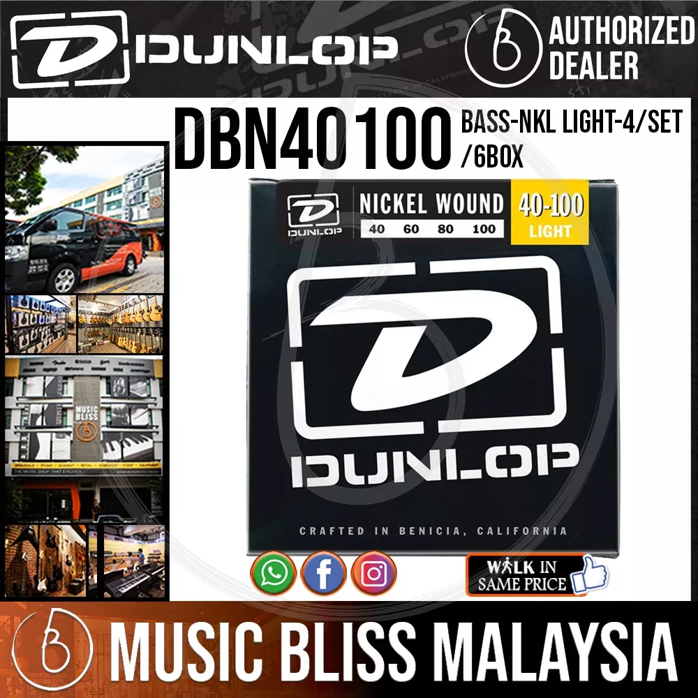 Jim Dunlop DBN40100 Nickel Wound Bass String – Long Scale – 040-100 – 4-String Set