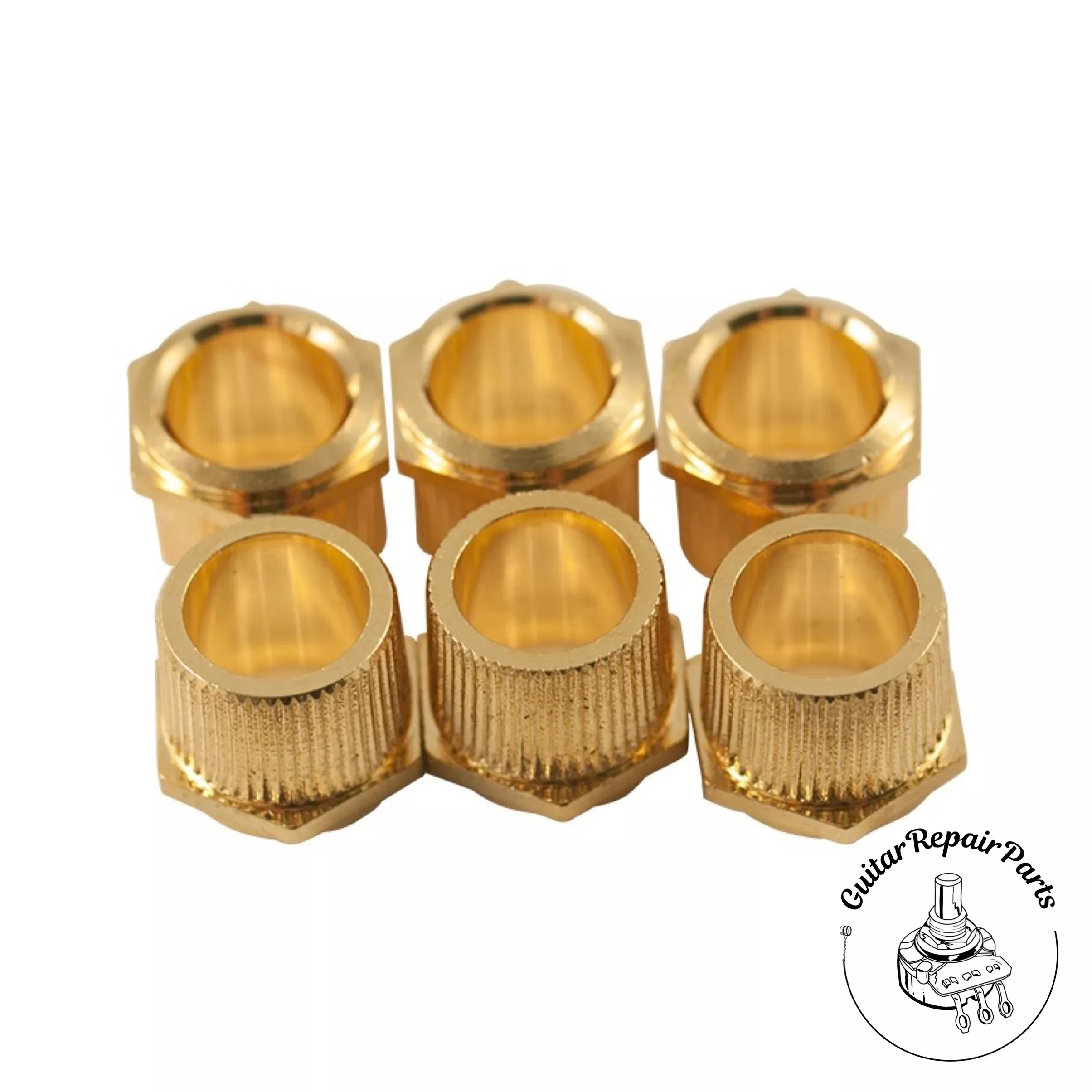 Kluson Hex Head Press-In Tuning Machine Bushings, 1/4″ Post (6 pcs) – Gold