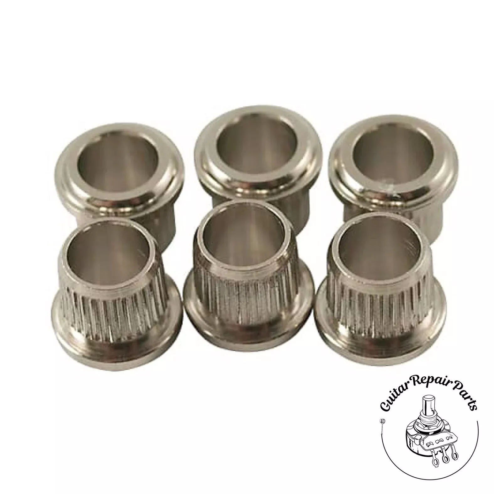 Kluson Press-In Tuning Machine Bushings, Round Gibson Flange, 1/4″ Post – Nickel