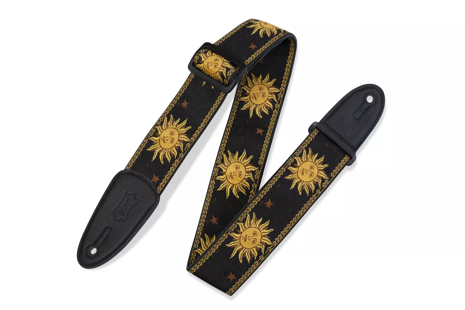 Levy's 2" Sun Design Jacquard Weave Guitar Strap (Black)