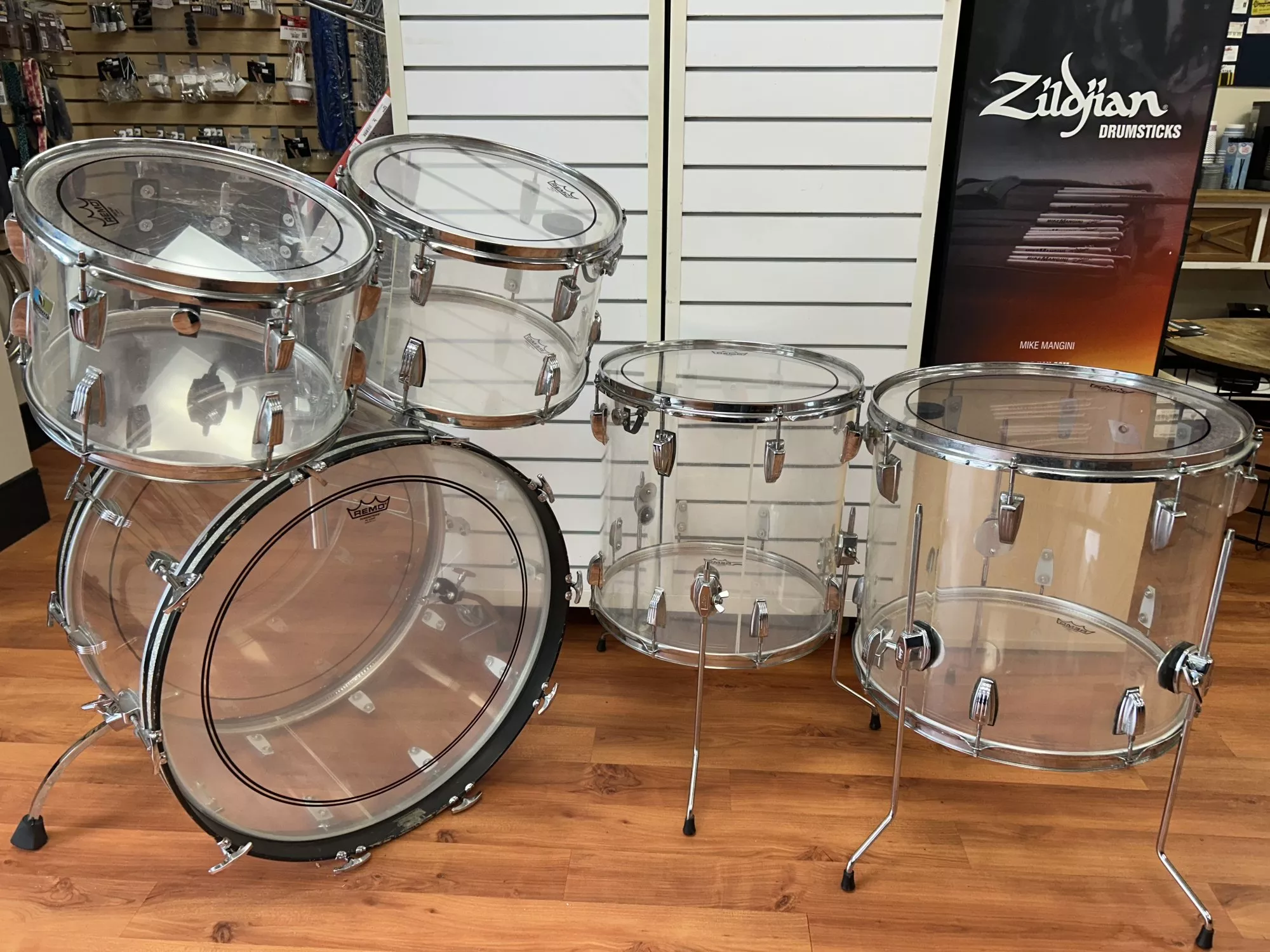 Ludwig 1976 Vistalite 5-Piece Shell Kit, Clear - Used