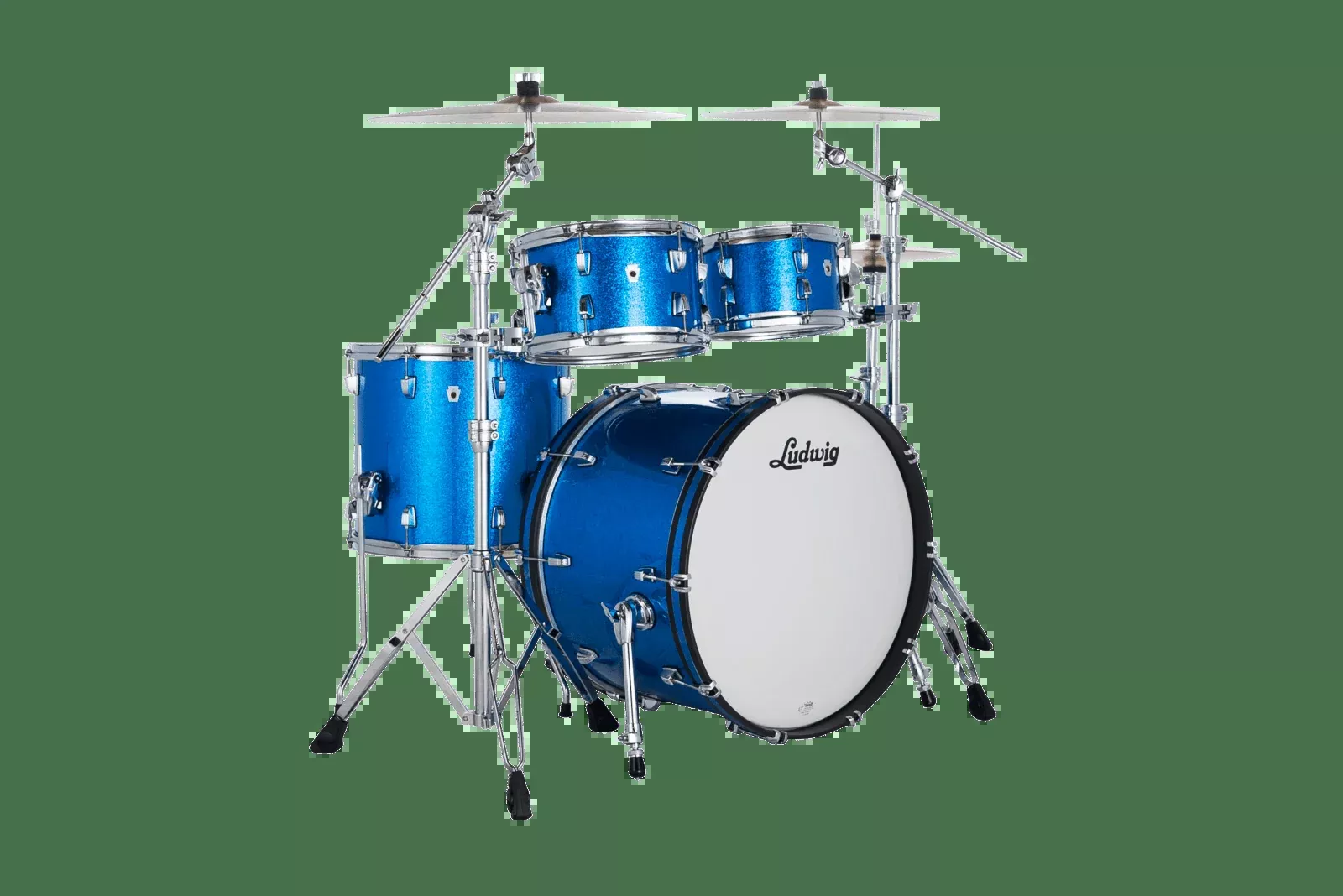 Ludwig NeuSonic Mod2 4pc Shell Pack – Blue Super Sparkle Finish with Evans USA Heads (SKU: LN34204TXS2)