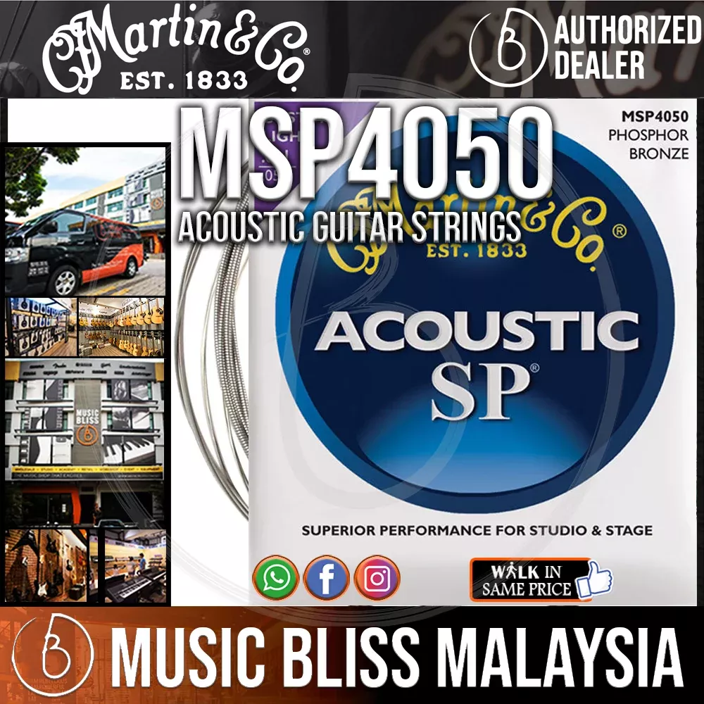 Martin MSP4050 Acoustic Guitar Strings Phosphor, Custom Light, 92/8 011-052