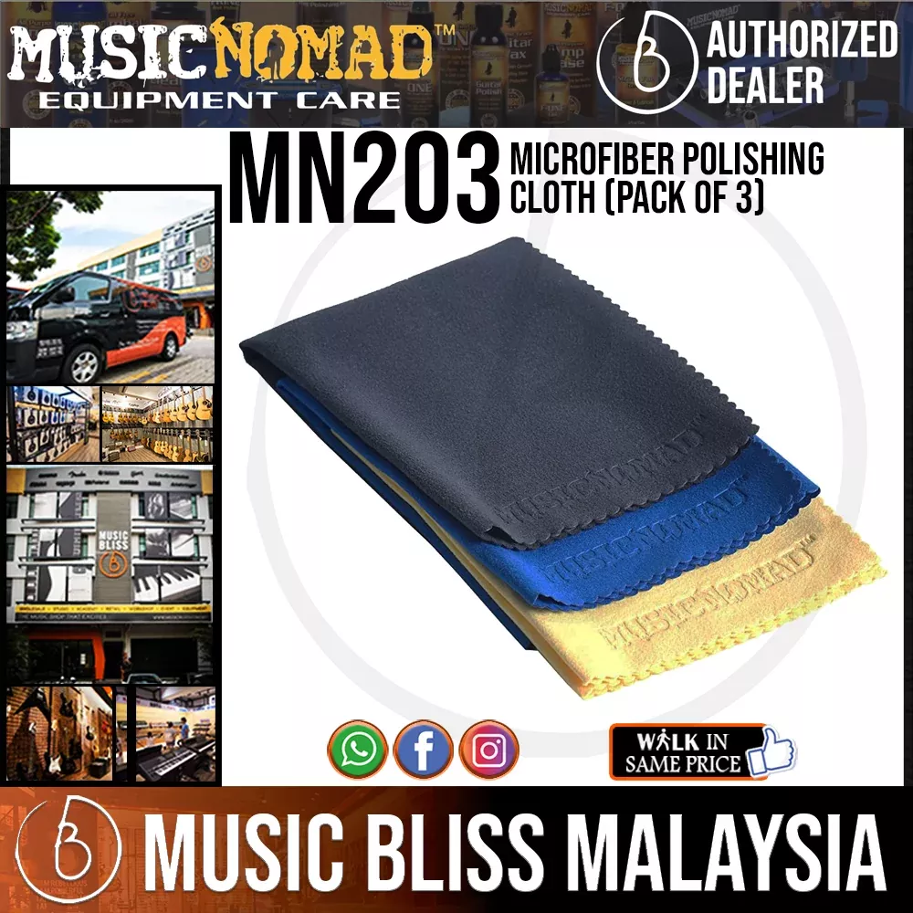 Music Nomad MN203 Microfiber Polishing Cloth – Pack of 3