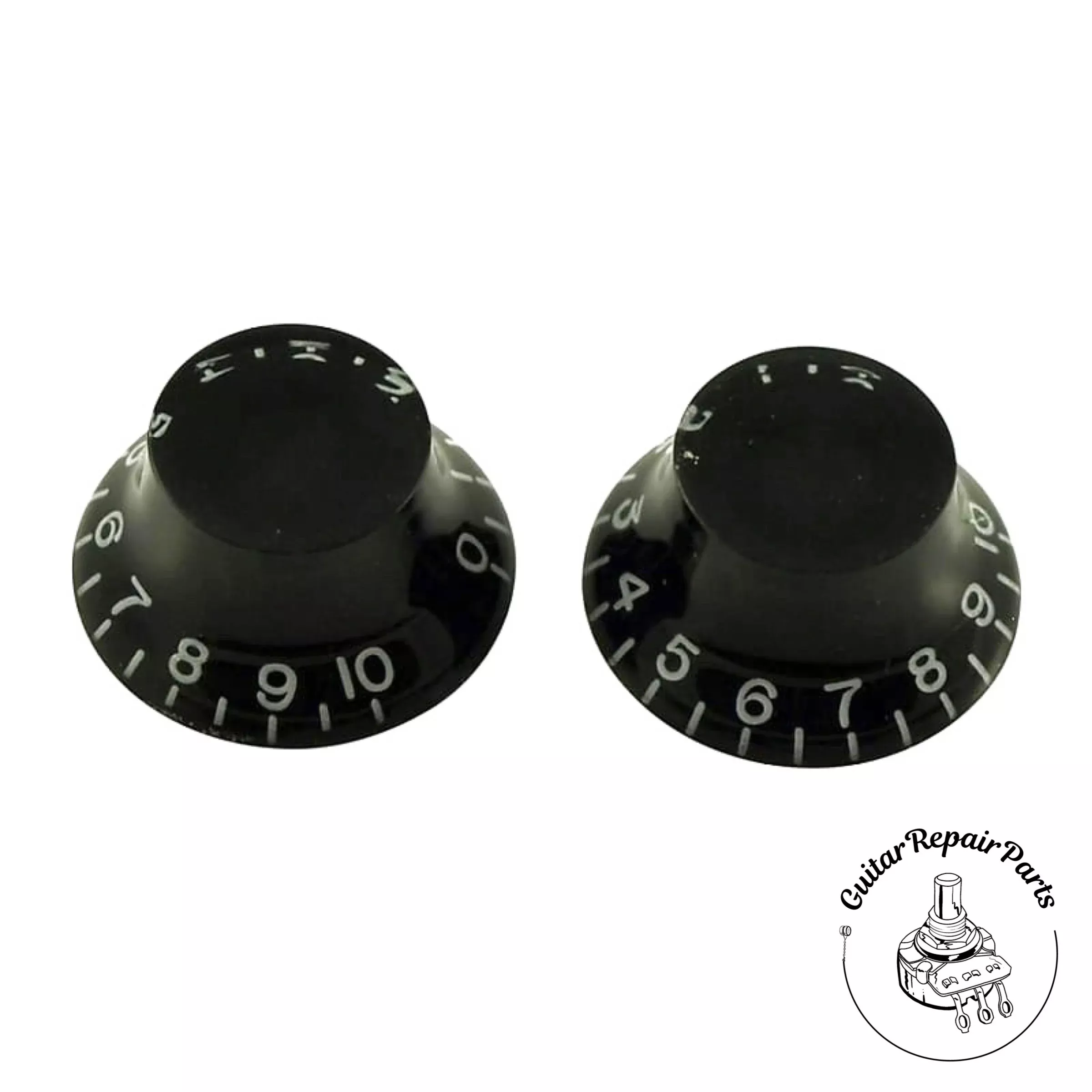 Plastic Top Hat Bell Knobs, Fits Course-Splined Split-Shafts (2 pcs) – Black