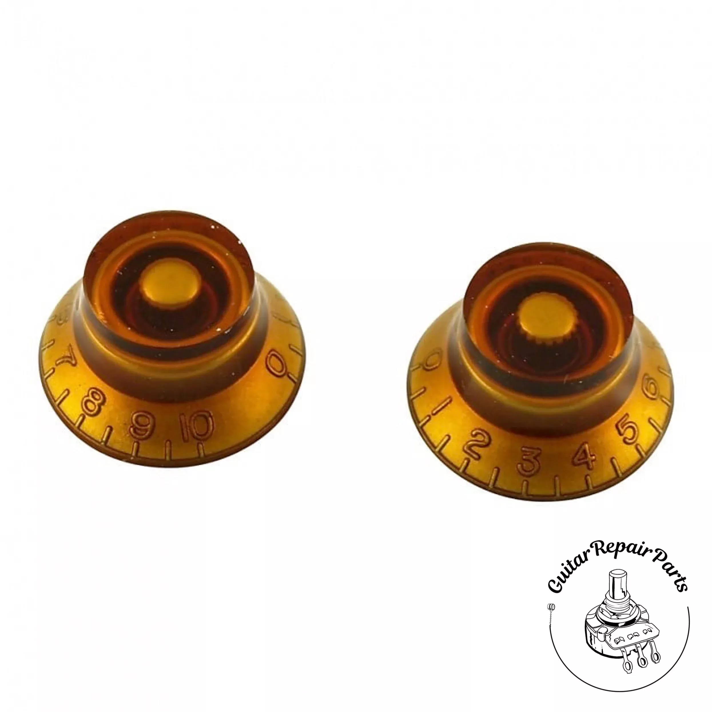 Plastic Top Hat Bell Knobs, Fits Fine-Splined Split-Shafts (2 pcs) – Amber