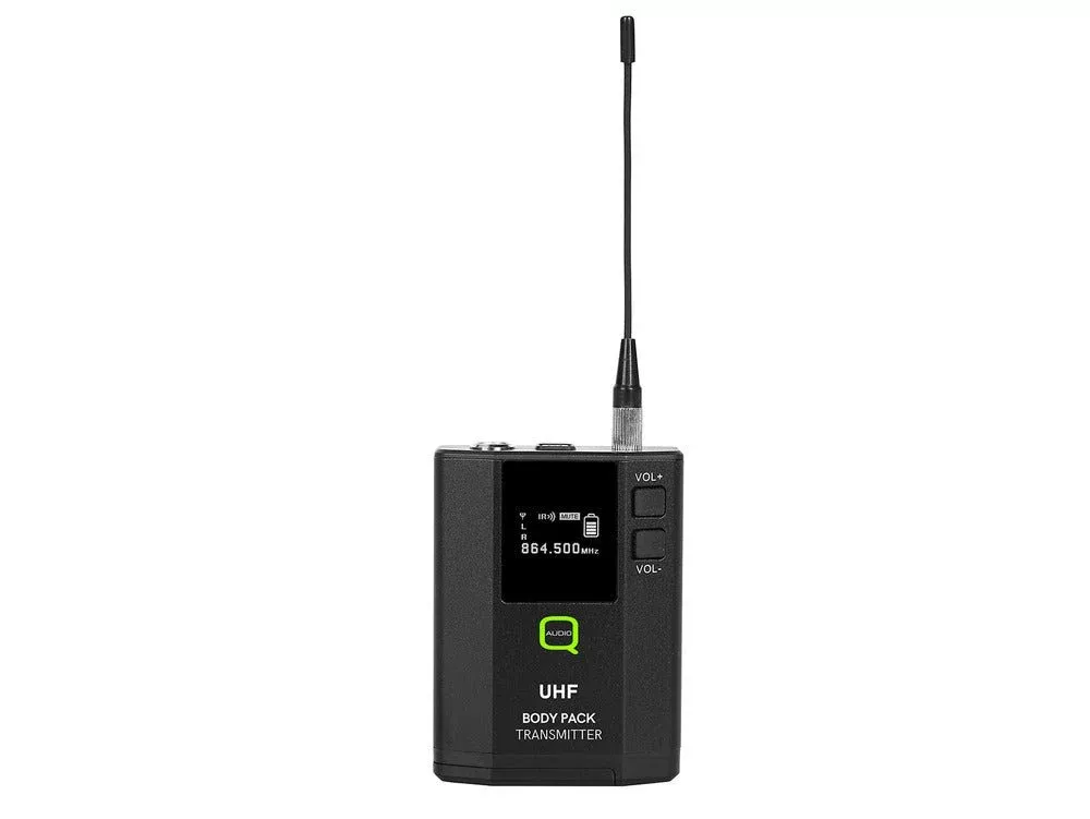 Q-Audio QWM 1970 BP KIT UHF Bodypack Transmitter for QWM 1970 - Lavalier Mic, Cable, Headset (863-865 MHz & 606-614 MHz)