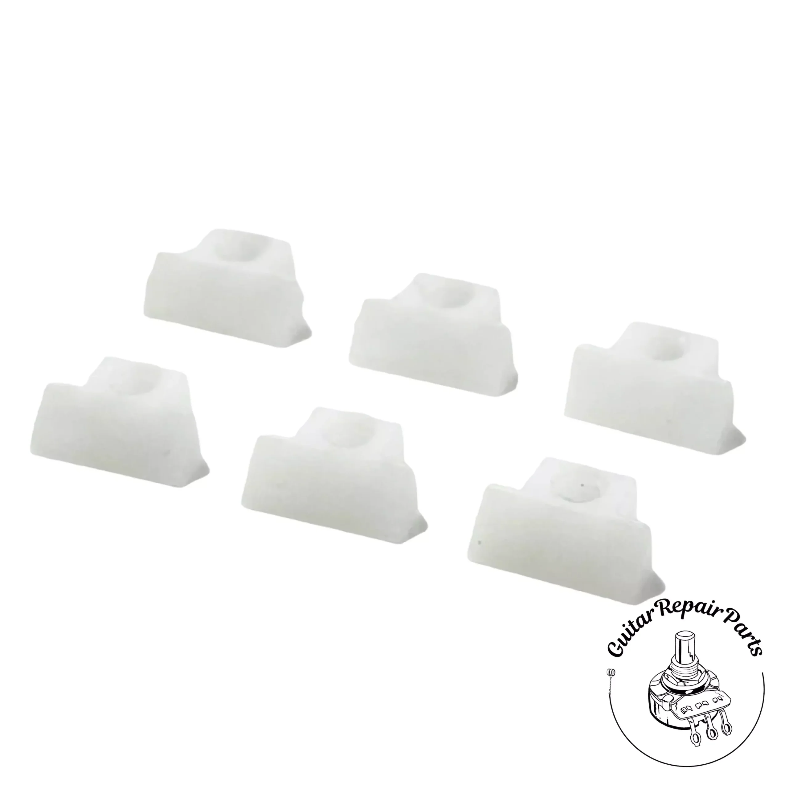Replacement Saddles For Wired ABR-1 Bridge 4-40 Thread (6 pcs) – White Nylon
