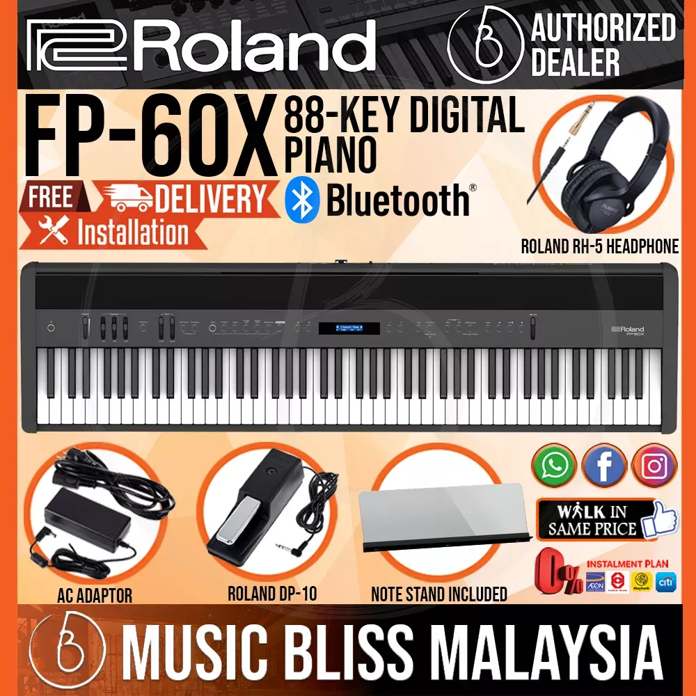 Roland FP-60X 88-key Digital Piano Musician Package with DP-10 Pedal – Black
