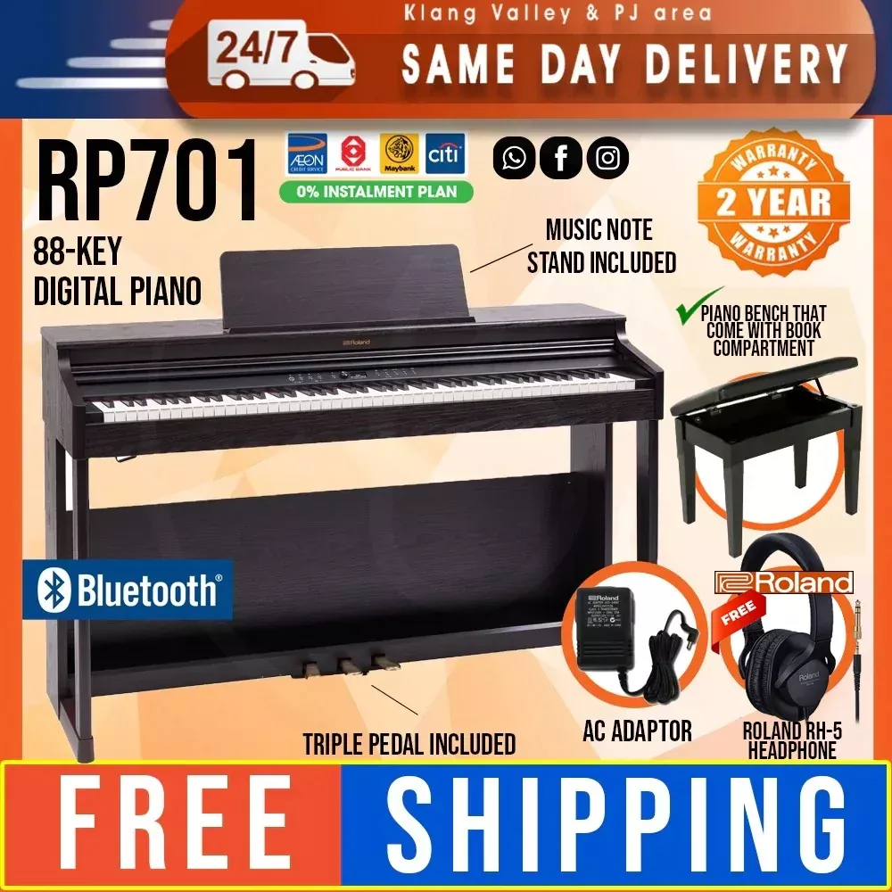 Roland RP-701 88-key Digital Piano – Dark Rosewood Finish