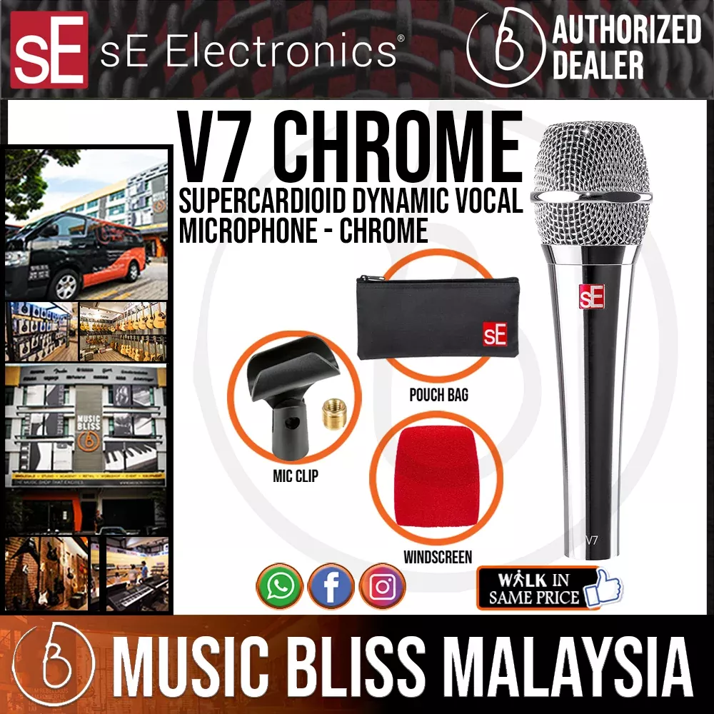 SE Electronics V7 Supercardioid Dynamic Vocal Microphone – Chrome