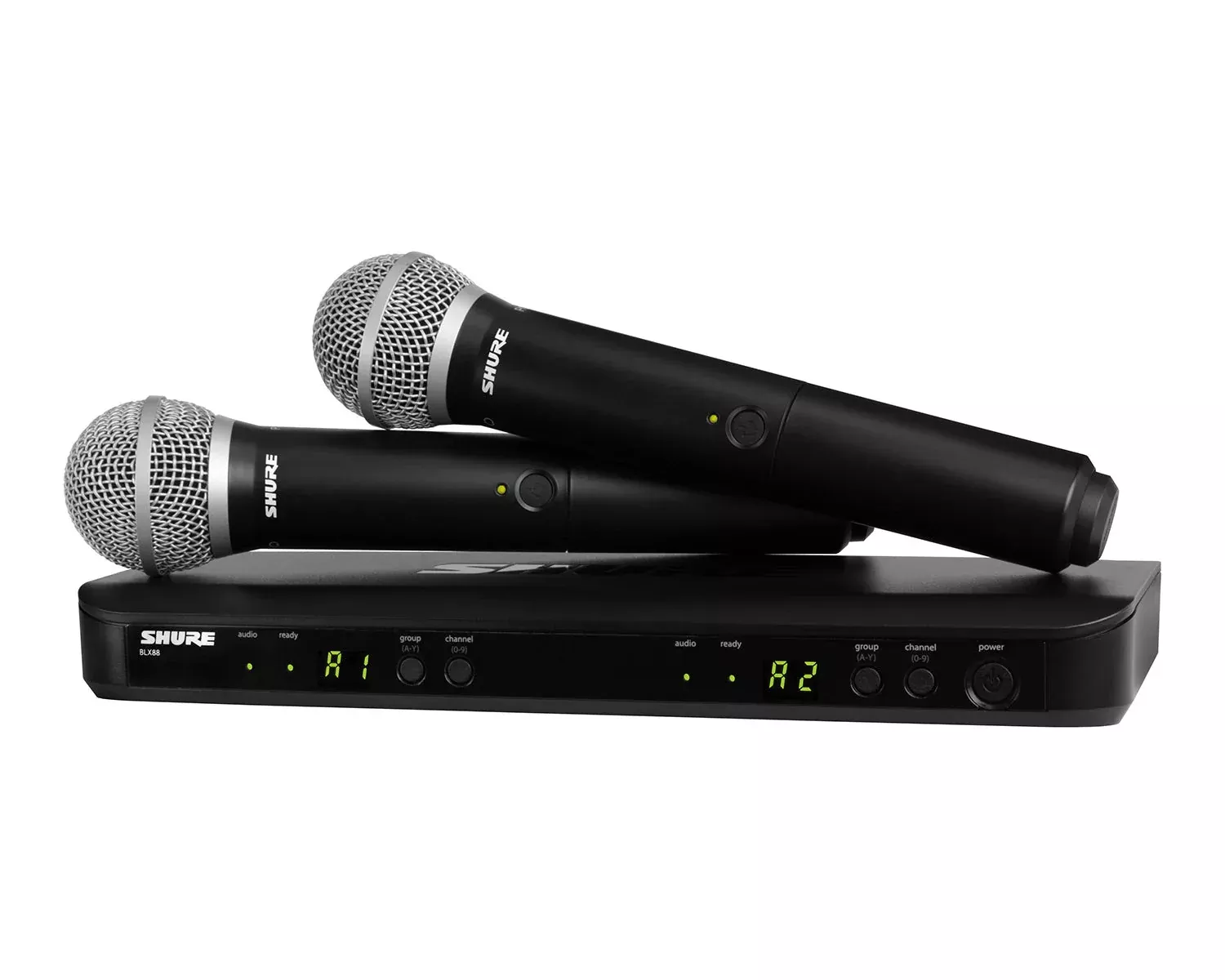 Shure BLX288/PG58 Dual Wireless Handheld Microphone System – BLX88 Receiver & 2 PG58 Mics (K3E Band)