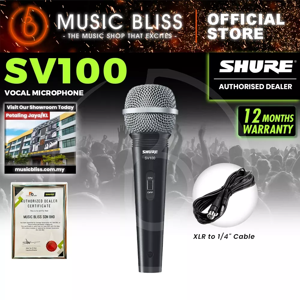 Shure SV100 Vocal Microphone with XLR to 1/4 inch Cable