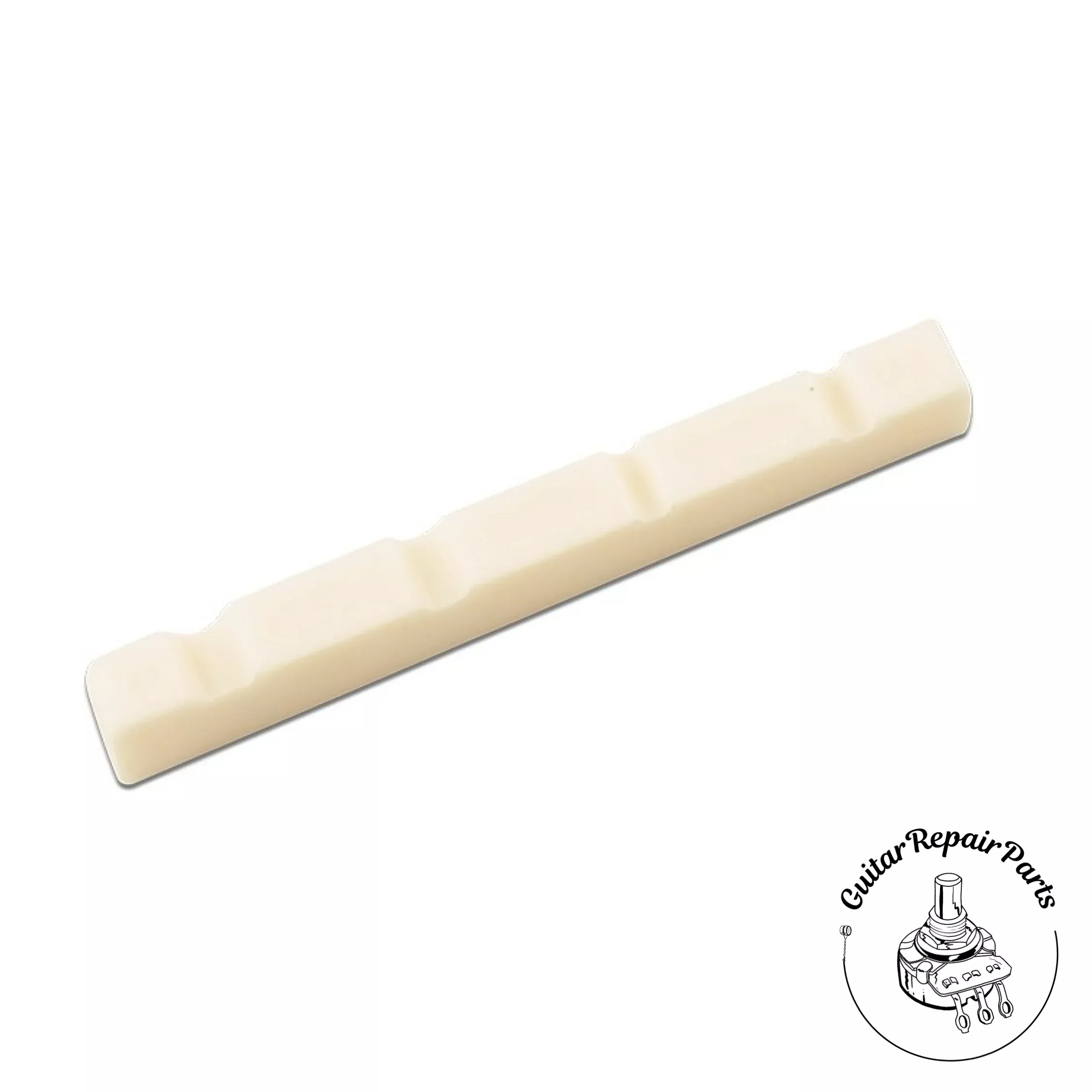 Slotted Bone Nut For Jazz Bass, Flat Bottom, 38mm- Bleached Bone