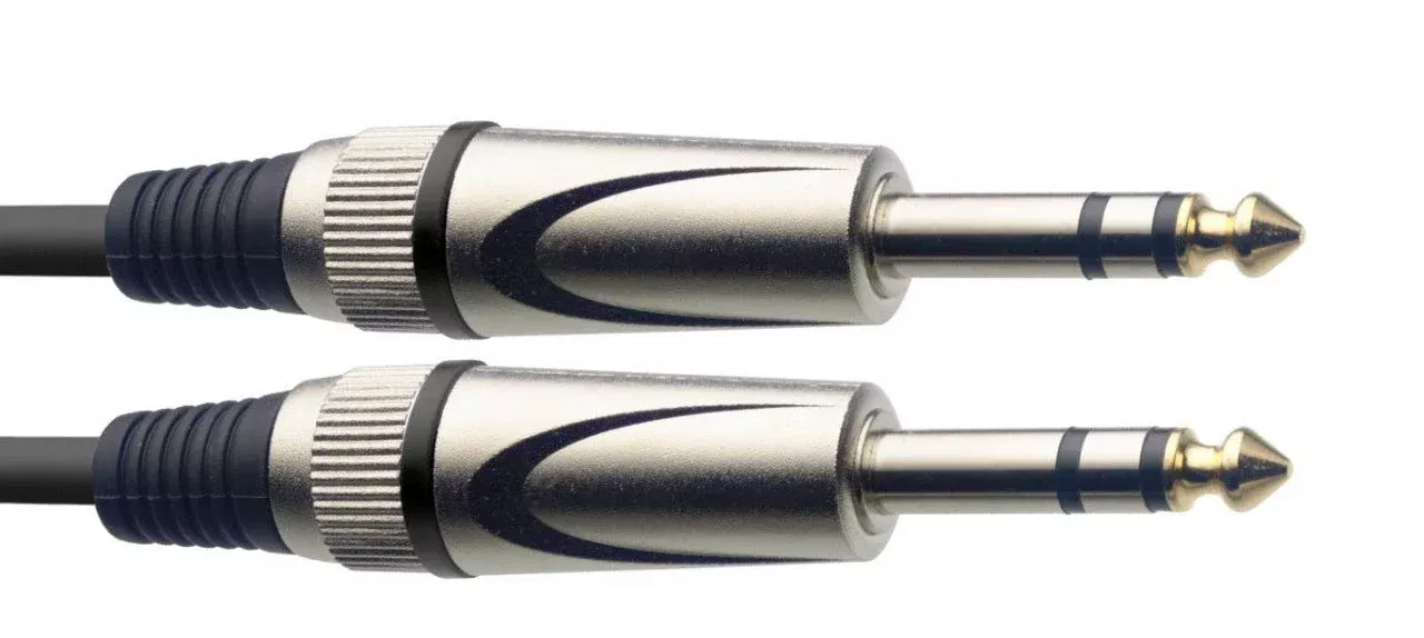 Stagg Audio Cable, Jack to Jack (M/M) – 3m (10ft) Black, Stereo Jack Lead for Audio Equipment
