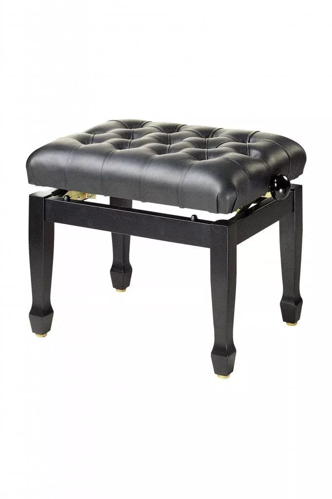 Stagg PB85 BKP LBK – High-Gloss Black Concert Piano Bench with Fireproof Leather Top (PB85 BKP LBK)