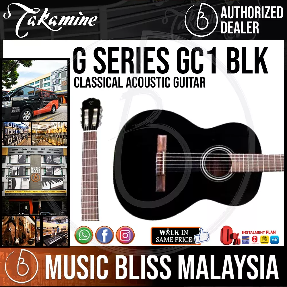 Takamine GC1 – Black Nylon-string Classical Acoustic Guitar with Spruce Top
