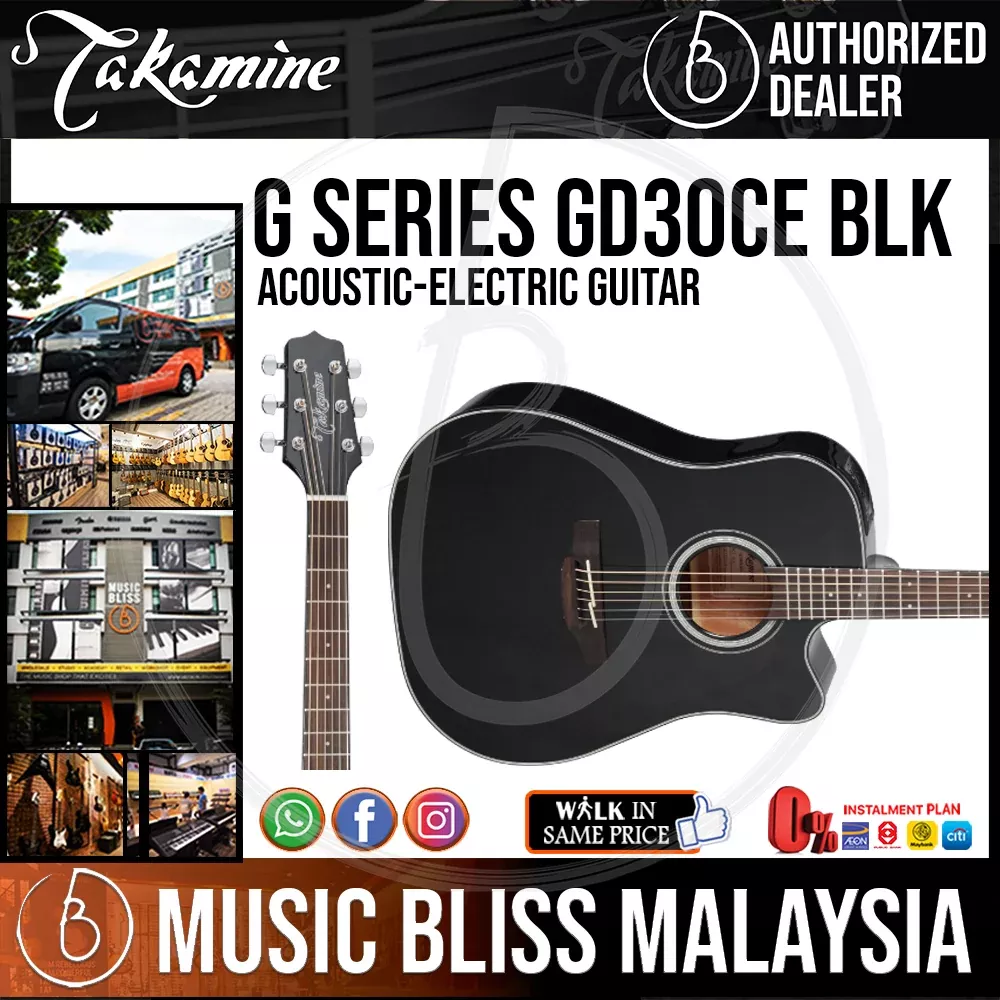 Takamine GD30CE – Black 6-string Acoustic-Electric Guitar with Solid Spruce Top