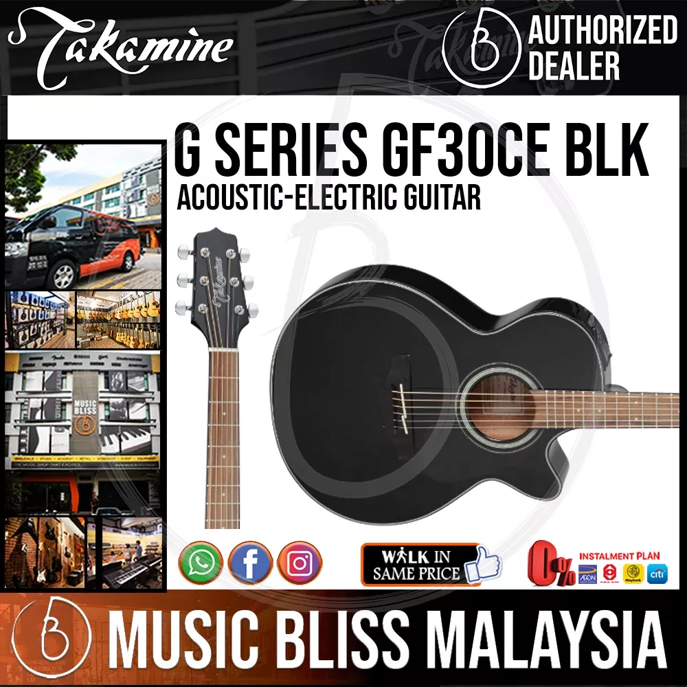 Takamine GF30CE – Black 6-string Acoustic-Electric Guitar with Solid Spruce Top