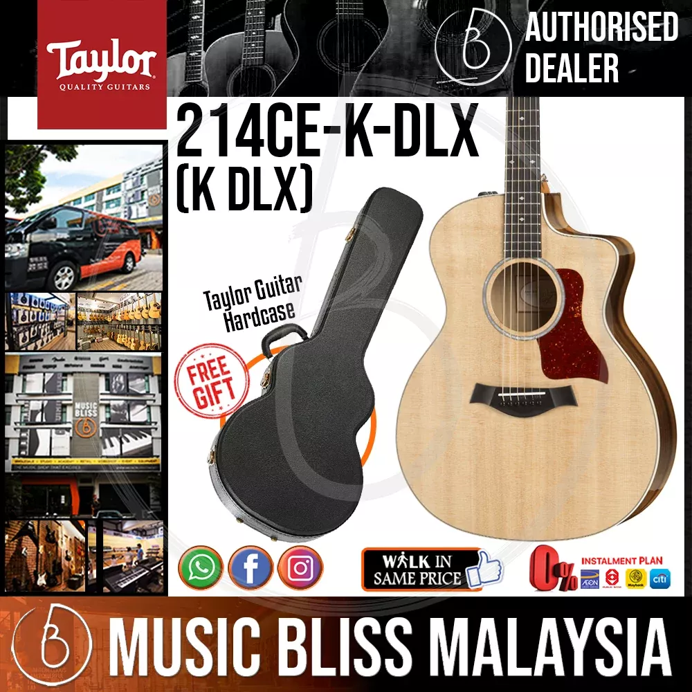 Taylor 214ce Deluxe – Natural w/ Layered Koa Back & Sides with Hardcase