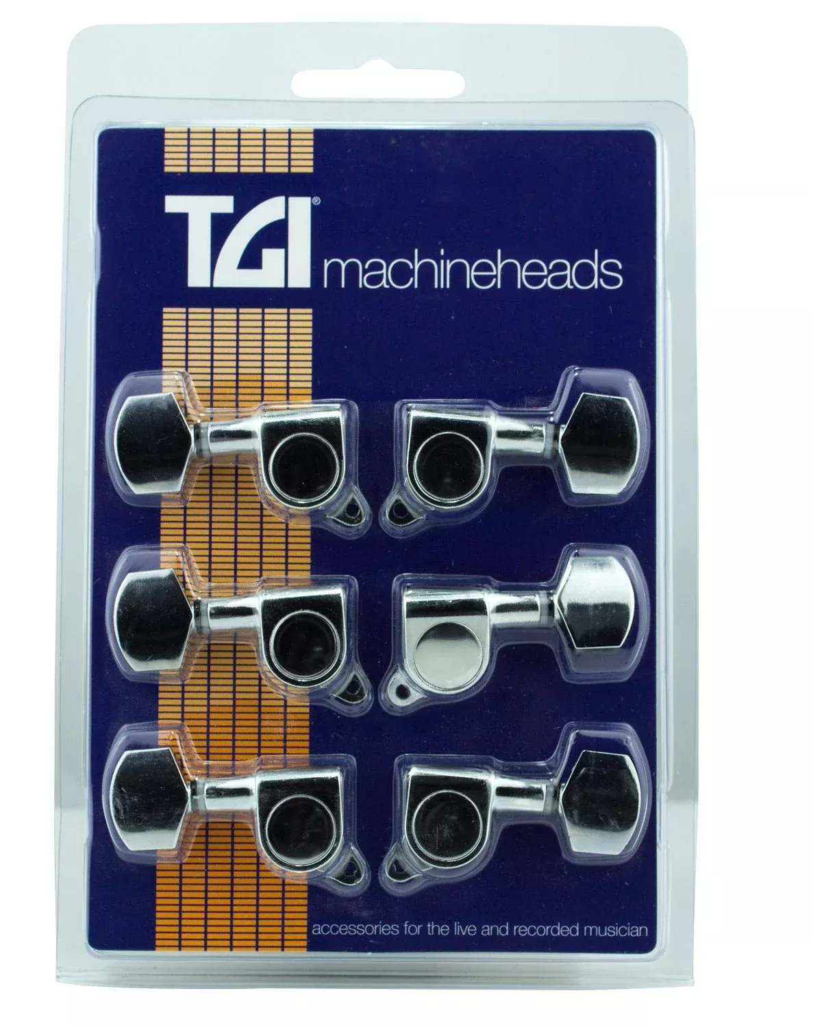 TGI Machineheads for Electric Guitar – 3 a Side, M6 Style, Chrome