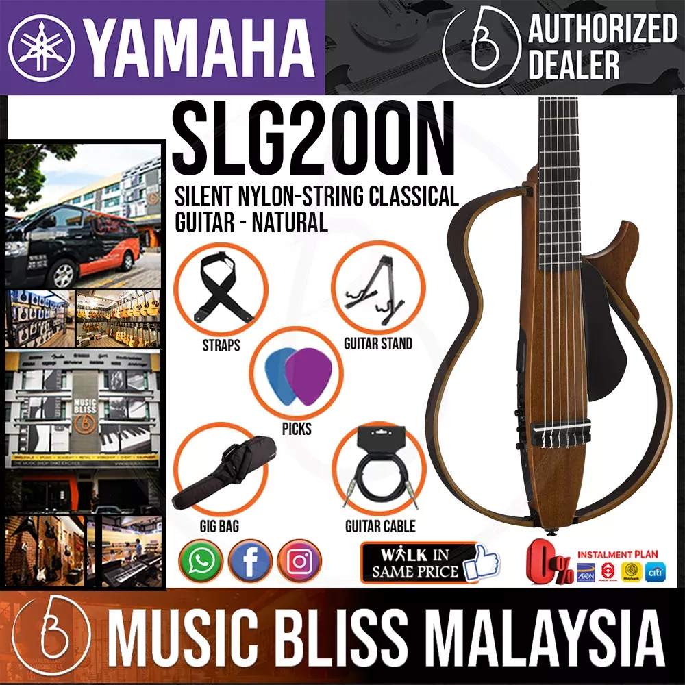 Yamaha SLG200N Silent Guitar Package, Nylon-string – Natural