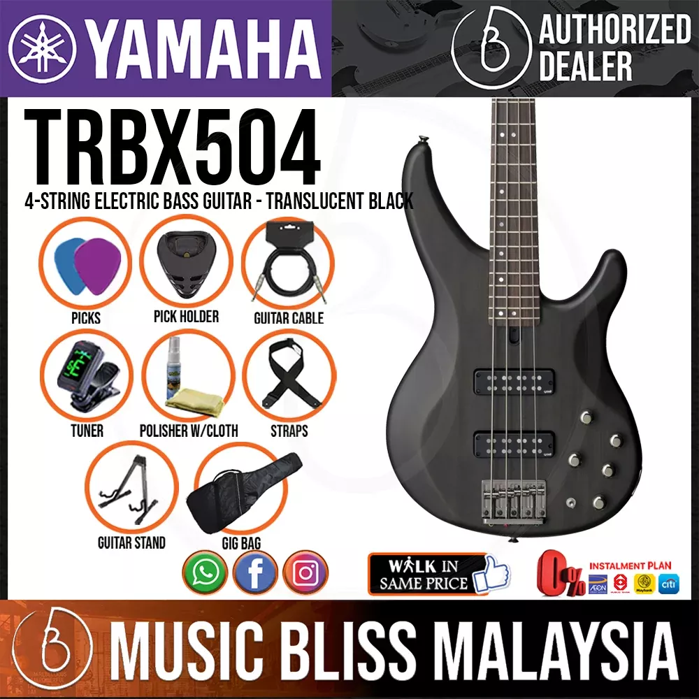Yamaha TRBX504 4-string Electric Bass Guitar – Translucent Black