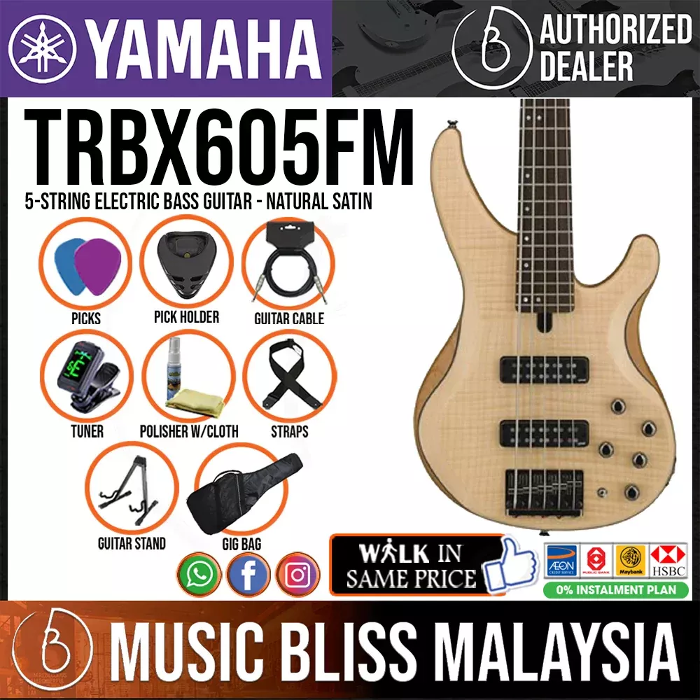 Yamaha TRBX605FM 5-string Electric Bass Guitar – Natural Satin