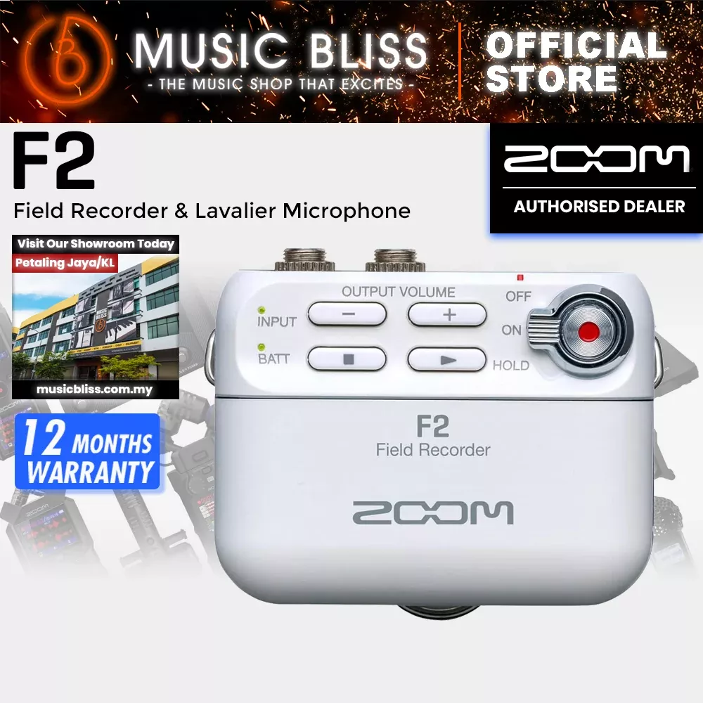 Zoom F2 Field Recorder & Lavalier Microphone – White